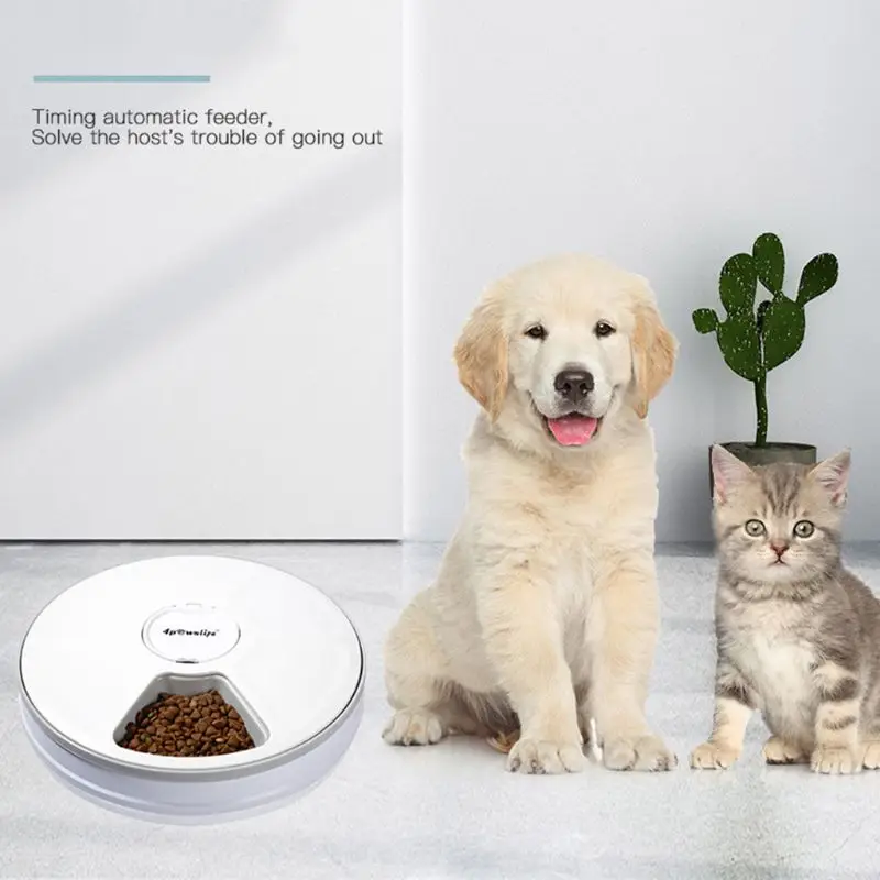 

Pet Automatic Feeder for Cats Dog LCD Timed Food Dispenser 6 Meal Trays Dog Bowl C63B