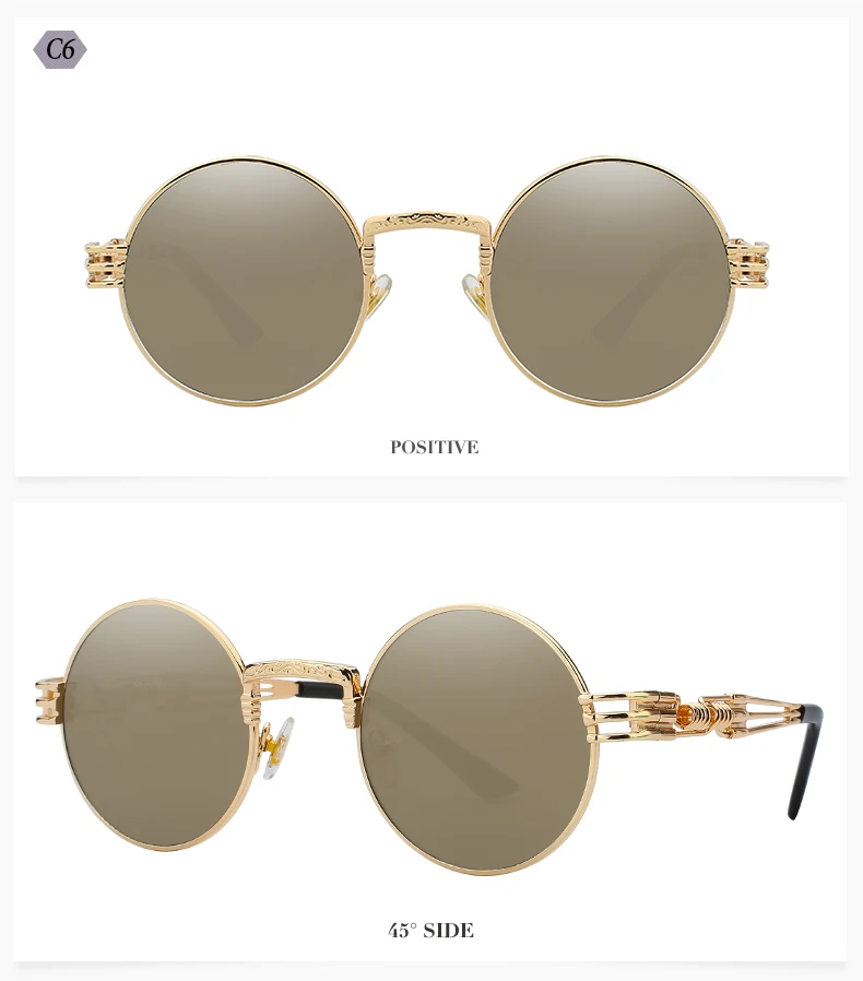 Мужские брендовые винтажные Круглые Солнцезащитные очки новые серебряные золотые металлические зеркальные Маленькие Круглые Солнцезащитные очки женские Дешевые Высокое качество UV400