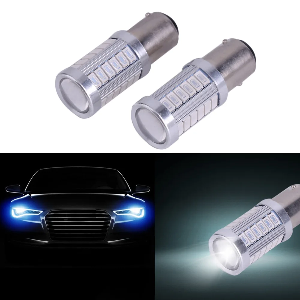 ICOCO 2pcs BA15D P21W 1157 33SMD 5630 12V 6.6W LED Car Reverse Backup Reverse Lamp Auto Vehicle Reverse Light Bulb
