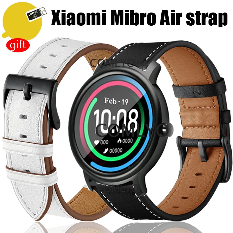 

3in1 pack Leather straps for xiaomi Mibro Air /mibro color Strap smartwatch wristband band belt bracelet screen protector film