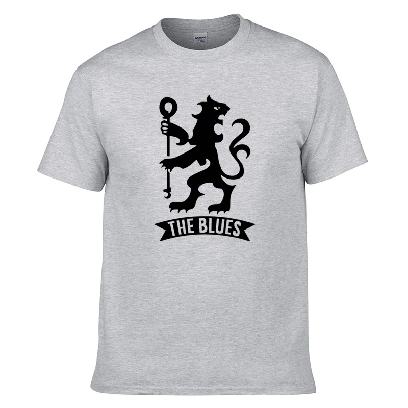 Light Gray Челси F. C Блюз футболка футбольные болельщики футболки новые мужские повседневные летние хлопковые футболки хип хоп Уличная Harajuku рубашки - Color: Light Gray