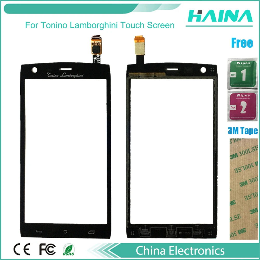 

New black touchscreen For Tonino Lamborghini 88 Tauri Touch Screen Digitizer Front Glass Lens Sensor Panel 3m Tabe