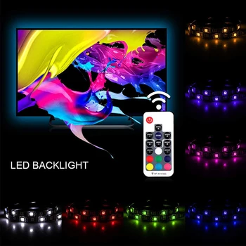 

USB LED Strip RGB+White With RF Remote Controller IP20 String Light 5050 RGBW TV Background Lighting Christmas Decoration