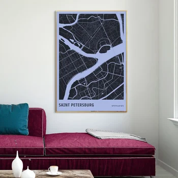 

City Map Saint Petersburg Map Poster Canvas Print Home Decor Wall Art Decor No Frame
