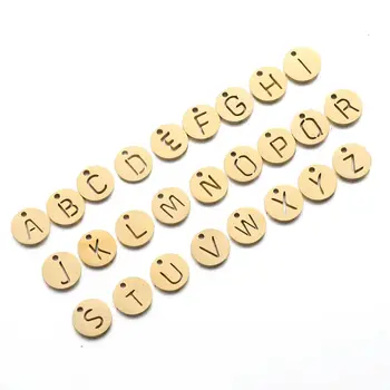 

Stainless Steel 26 English Letter Alphabet Round Charm 9mmx9mm One/two Holes Steel/gold Color Pendant Jewlery Making 20pcs