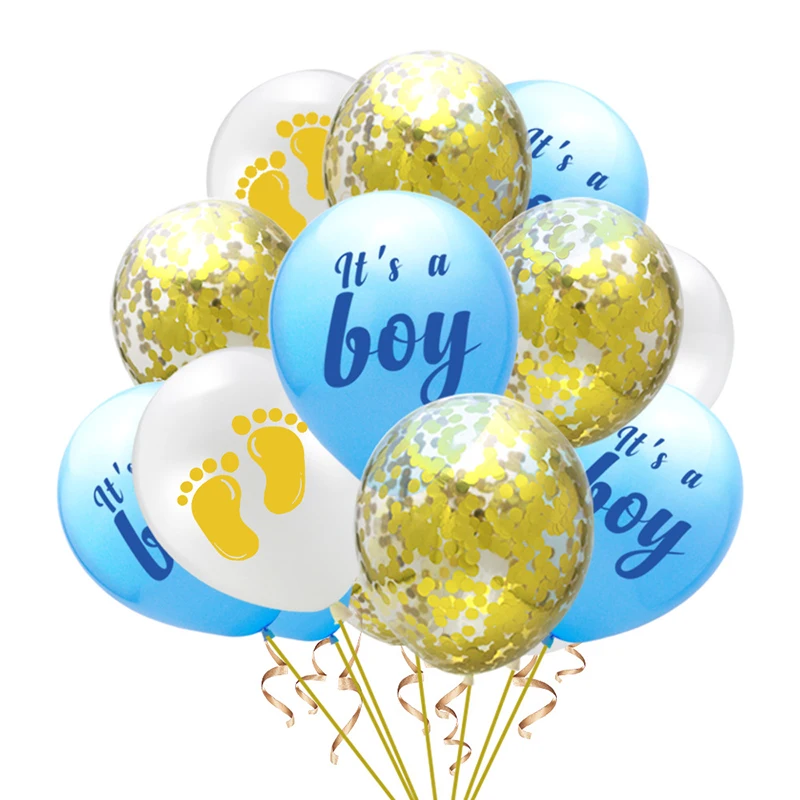 15PCS It's a Boy and It's a Girl Latex Balloons for Baby Shower Party DIY Decor 