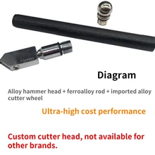 Профессиональный стеклорез черная железная ручка роликовый нож Алмазный стеклянный нож напольная плитка режущий ролик портативный скребок резак