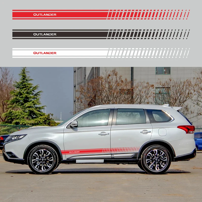 2 шт. автомобиля Стайлинг боковые полосы юбка наклейка для Mitsubishi OUTLANDER Авто наклейки полосы обертывания тела графика