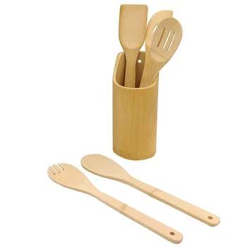 

6 Piece Set Bamboo Utensils Set Bamboo Cooking Utensils Wooden Spoons for Cooking Wooden Kitchen Utensil Set