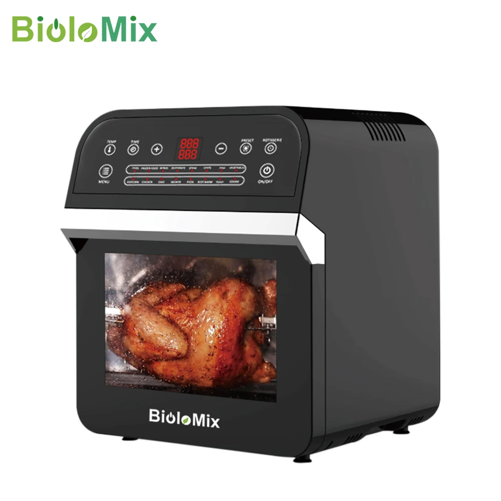 BioloMix 12L 1600W Air Fryer Oven Toaster Rotisserie and Dehydrator With LED Digital Touchscreen 16-in-1 Countertop Oven
