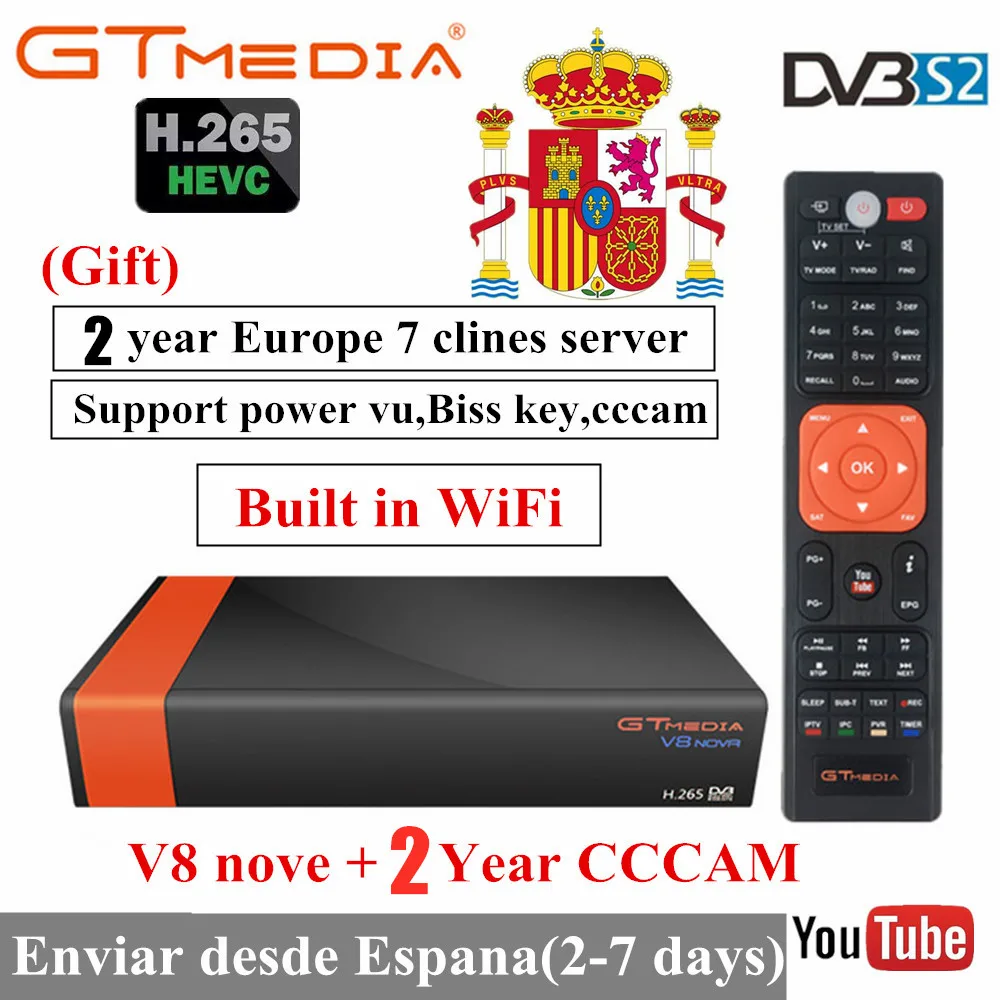 GTmedia V8 Nova построен WI-FI DVB-S2 Freesat V9 супер H.265 спутниковый ТВ ресивер рецепторов с Европой 7 линий для 1 год