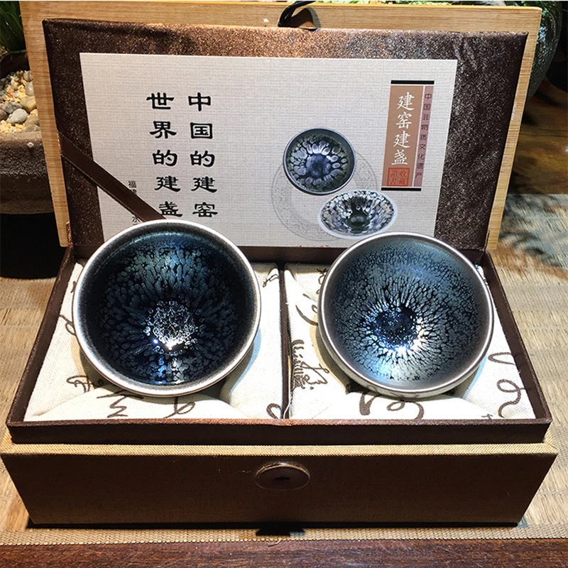 JZ144 2 шт./лот Подарочная коробка чайные чашки Yuteki Tenmoku глазурованная старинная