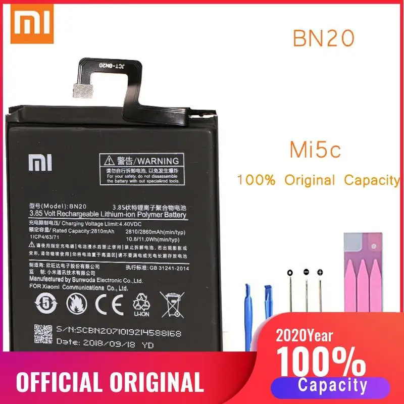 Оригинальный аккумулятор для телефона Xiaomi Mi5C батарея Mi 5C M5C BN20 сменные батареи Xiomi
