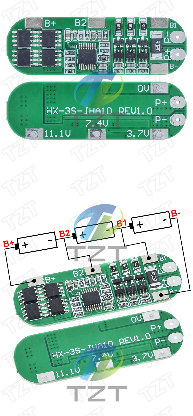 3S 10A 12V 18650 Lithium-Batterie-Ladegerät-Schutzplatine für 11,1 V 12,6 V 18650 Li-Ionen-Batteriezellen-Lade-BMS mit ausgewogenem – Detail 5