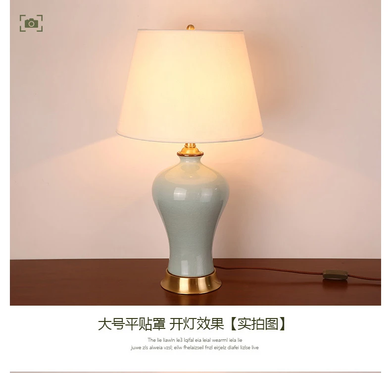 Медная настольная лампа прикроватная Цзиндэчжэнь керамическая лампа высокого класса Роскошные Настольные лампы для гостиной Украшенные светодиодные лампы для спальни
