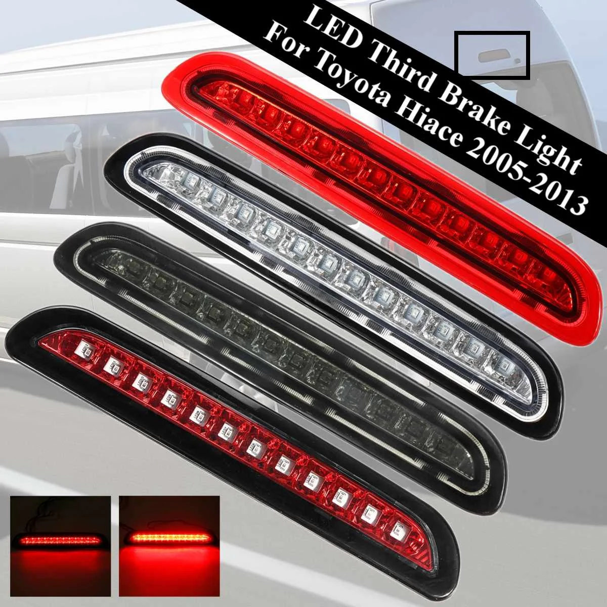 

12 LED 12V Rear Third Brake High Mount Stop Light For Toyota Hiace 2005 2006 2007 2008 2009 2010 2011 2012 2013 Wide 1695/1880