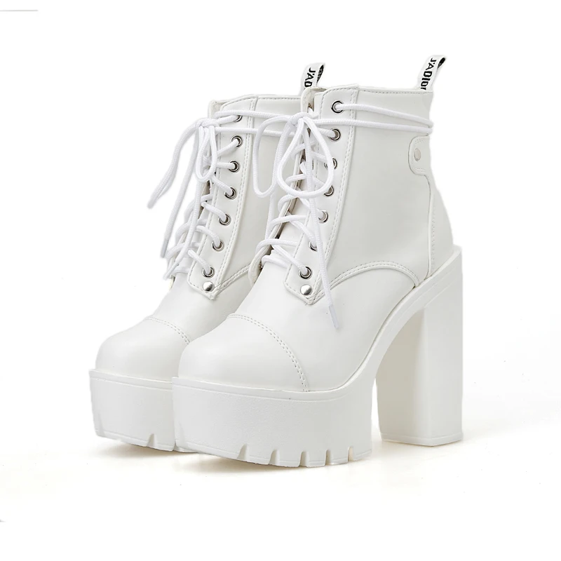 white combat boots with heels