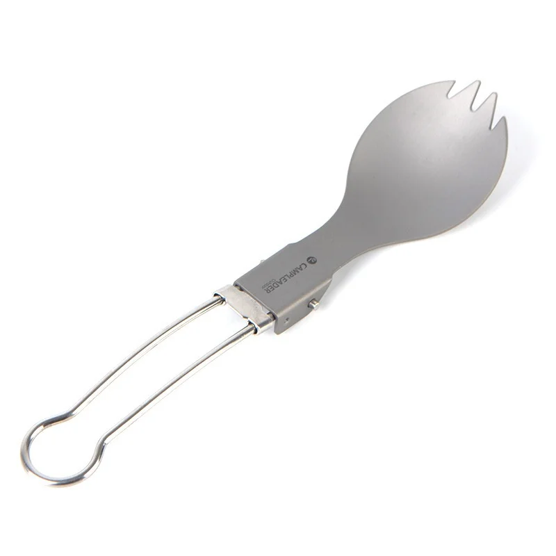  Foldable Titanium Spoon Camping Cutlery Tableware Portable Travel Convenient Titanium Spork Environ