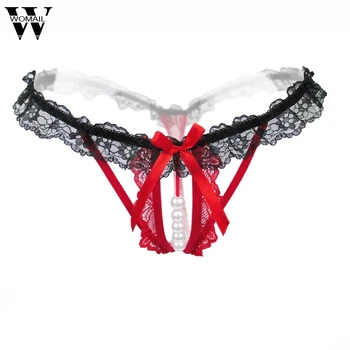 

Women Panties Transparent Underwear Hollow Pearl Lace thongs and g strings Sexy Lingerie women Amazing