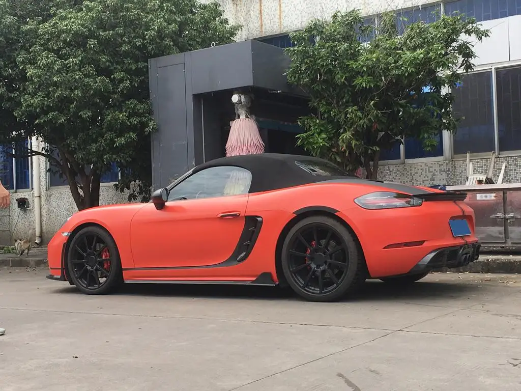 Для Porsche 718 Boxster Cayman углеродное волокно боковые юбки расширение губы- дверные ступени панели