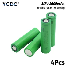 Batterie de remplacement Li-ion 8/10 V 3.7 mAh VTC5 2600, 1/2/4/6/18650 pièces, pour E-cigarette, Vape, lampe de poche, batterie d'alimentation, Radio, manette de jeu