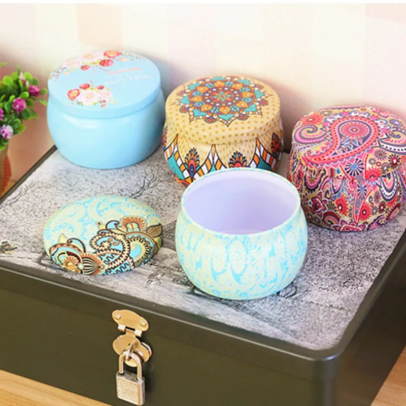 

Drum-shaped Tea Leaf Pot Rose Tea Tin box Fabric Jars Candy Cookie Box Small Fresh Home Garden Festive Party Supplies
