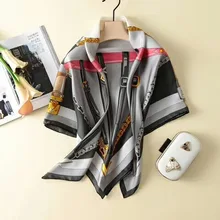 Новое поступление модный элегантный брендовый шелковый шарф 90*90 см квадратная шаль саржевая накидка для женщин
