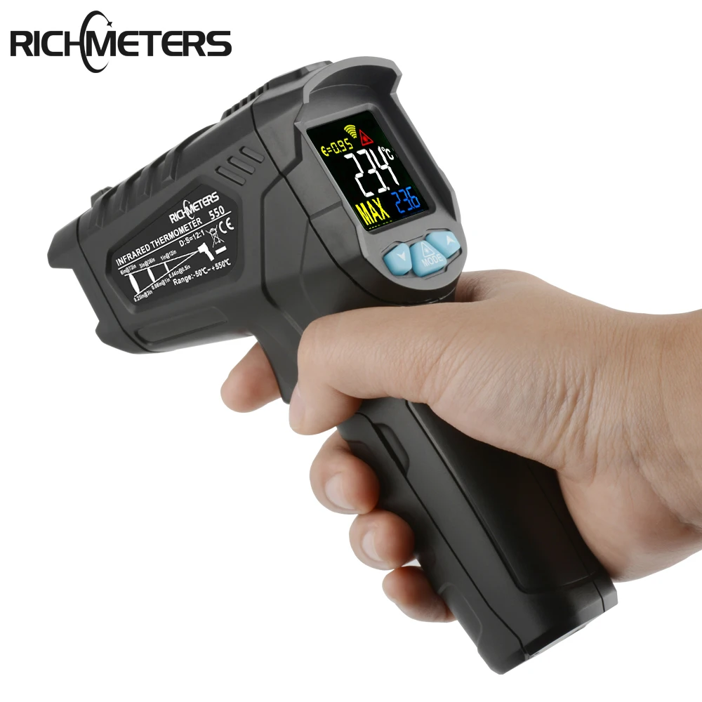 Цифровой инфракрасный термометр RICHMETERS 550PRO лазерный пирометр с высоким/низким