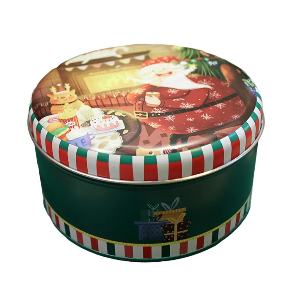 UPKOCH 4pcs Christmas Tin Gift Box Metal Cookie Box Candy Storage  Containers Tinplate Gift Boxes with Lids for Xmas Holiday Party Supplies  (Round