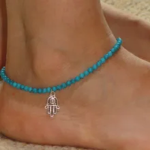 Shi xin Европа и Америка Мода Лето Бирюзовый синий Прохладный Универсальный Fatima руки эластичность ножной браслет