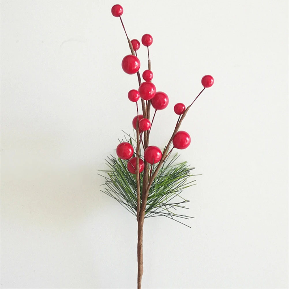 6pcs Christmas Berries Ornament Artificial Plant Fake Flower Simulation Berries Decor Imitation Berries Adornment