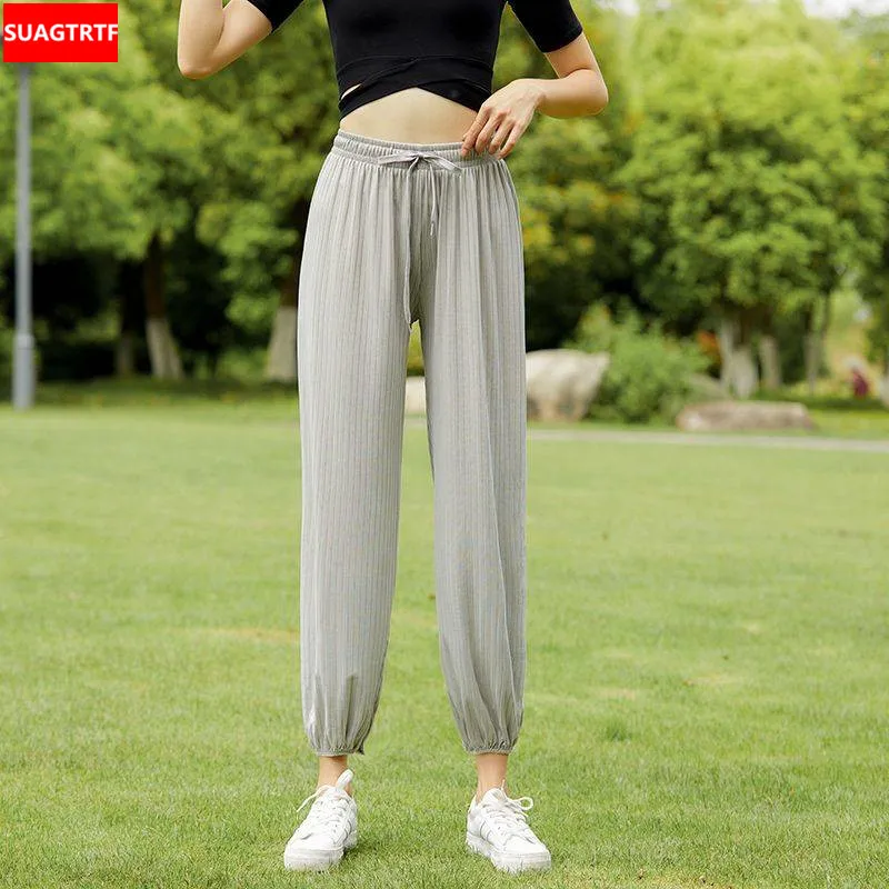 

S-5XL Plus Size Running Sports Casual Pants For Women Korean Loose Large Size High Waist Long Pants