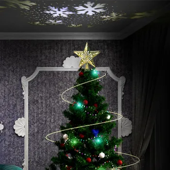 

2020 Home Decor Creative Christmas Tree Topper Projector 3D Lighted Ornaments Snowflake Tree Light Decorations European standard