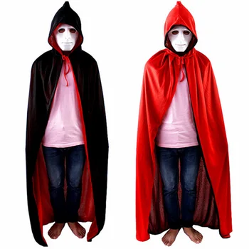 

Unisex Adult Men Women Hooded Cape Long Cloak Black Halloween Costume Dress Coat 3EE