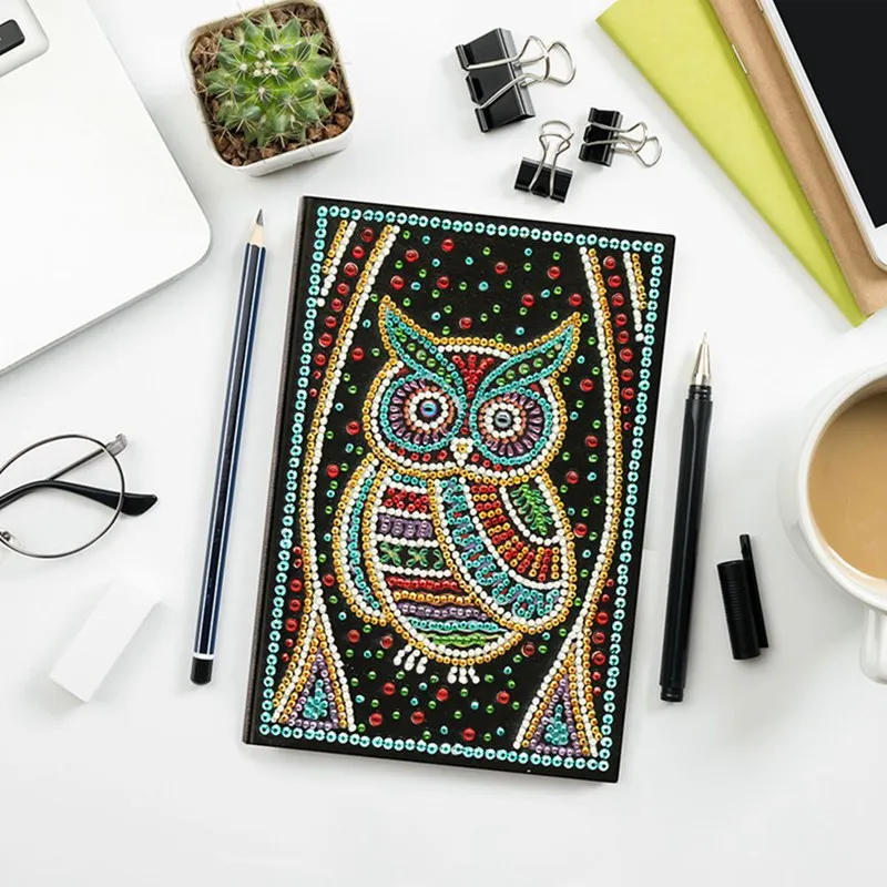 Diy Art Алмазный альбом для рисования дневник Полный Круглый Вышивка мозаикой из стразов A5 64 страницы сова с изображением павлиньей мандалы бабочки