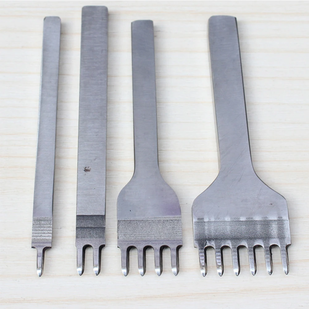 3/4mm Multi Teeth Durable Polishing Handmade Leather Craft Stainless Steel Punch Tools DIY Supplies Stitching Prong Hole Chisel - Цвет: 4mm