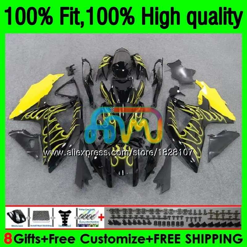 Желтый blk OEM для SUZUKI GSXR 600 750 CC GSX R600 GSXR600 08 09 10 38BS.31 GSX-R600 GSXR-750 K8 GSXR750 2008 2009 2010 обтекатель