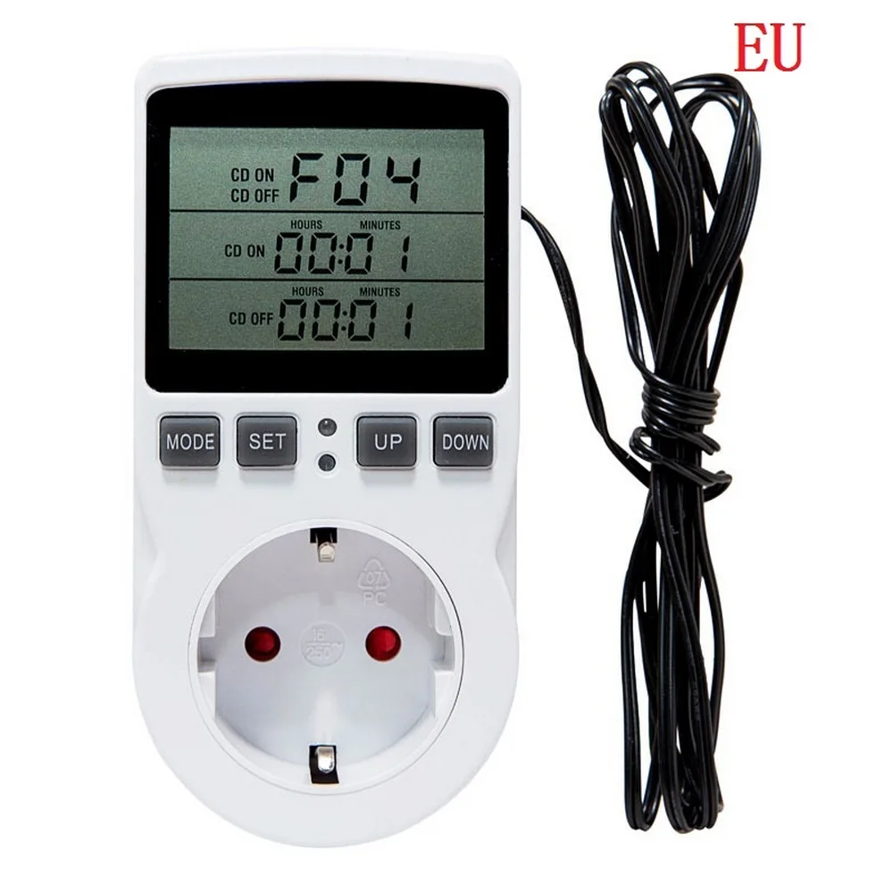 Multifunctional Thermostat Electronic Digital Timer Temperature Controller Socket with Timing Switch Sensor Probe 110-220V