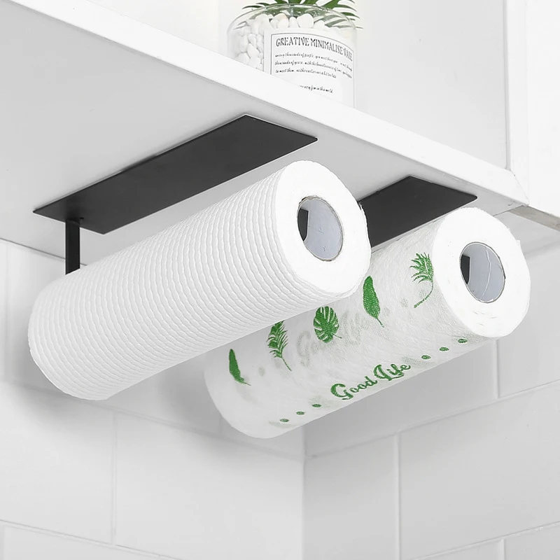 Paper Towel Holder under Cabinet, Adhesive Paper Towel Rack, Kitchen Paper  Towel