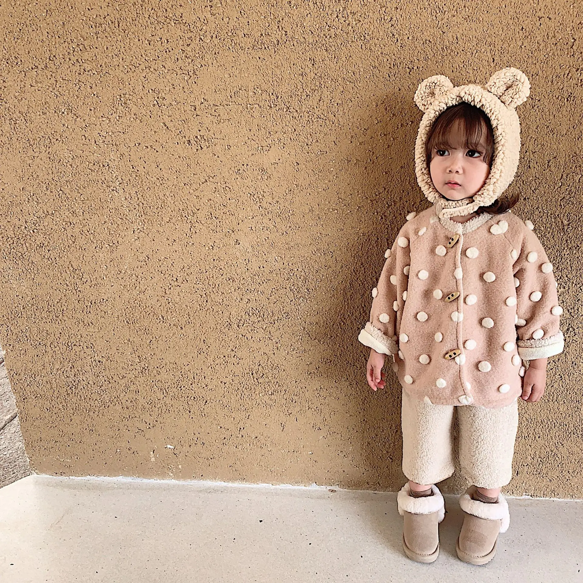 Korean style boys girls fleece thicken coat winter fashion full sleeve kids girls jacket 1-6t