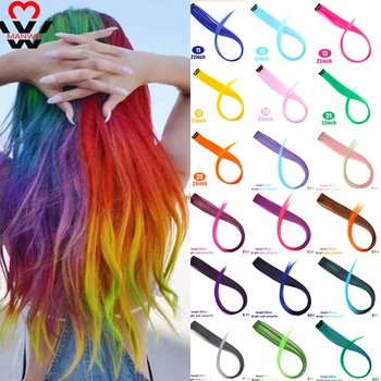 

MANWEI 20inch Hair Extension Headbands Bands for Women Colored Pink Hair Synthetic Long Straight Hair Clip-in One Piece