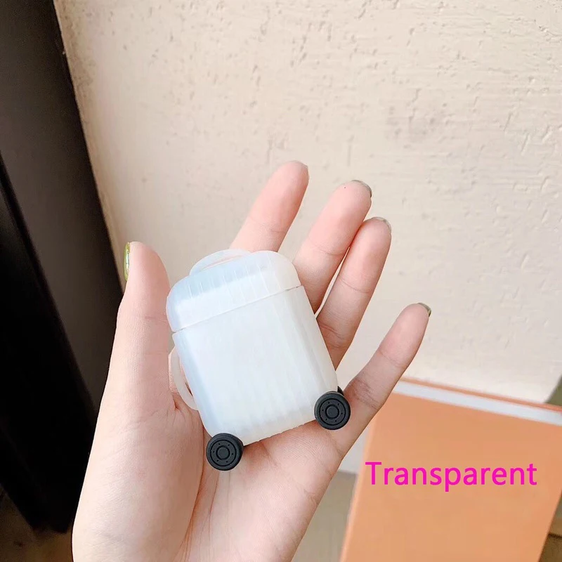 Защитный чехол для наушников, зарядная коробка, 1/2, для багажа, Bluetooth, Модный милый чехол для костюма, чехол для багажника, для Apple Airpods - Цвет: Transparent