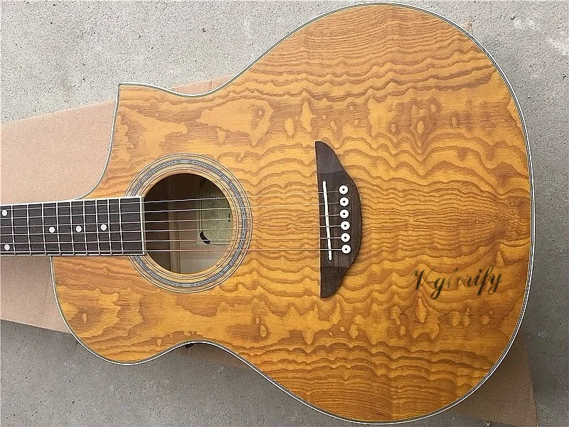 Ashwood top акустическая-электрическая гитара 40 дюймов острый угол желтый цвет народная гитара 6 струн акустическая гитара с эквалайзером тюнер