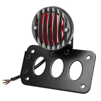 

Motorcycle Side Mounted Aluminum Alloy Taillights With License Plate Plate Bracket Motorcycle Brake Light Black