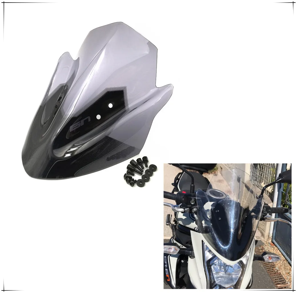 Акция продаж лобовое стекло мотоцикла 2012 2013 2014 2015 2016 для Kawasaki ER-6N ER6N черный дым