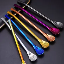 Экологичный многоразовый Чайный фильтр из нержавеющей стали с соломинкой, цветной моющийся кухонный инструмент для питья, посуда, аксессуары для бара