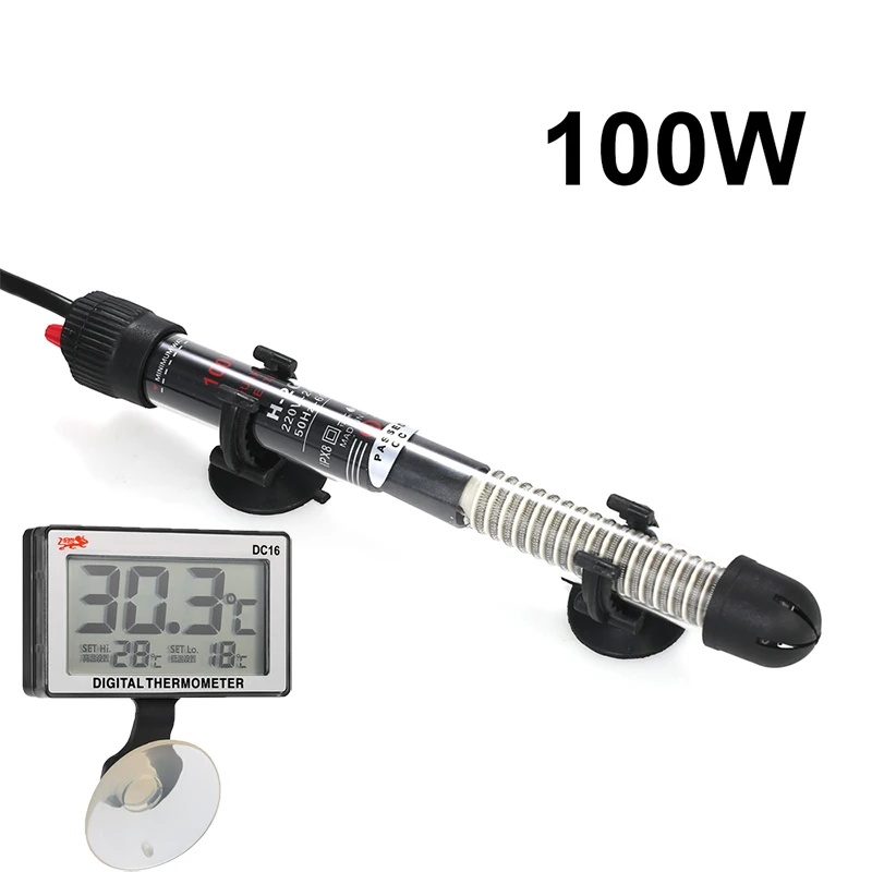 100W Мини-нагреватель для аквариума 20-34 ° c 100 Вт погружной нагревательный стержень для аквариума 220-240 В аквариумный термометр аксессуары для аквариума - Цвет: 100W