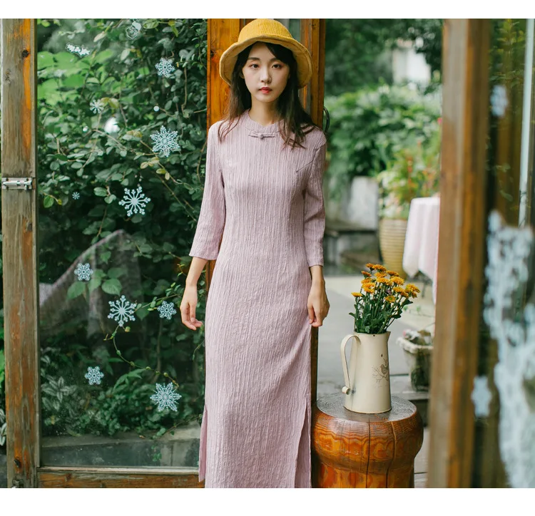 Китайское традиционное платье Ципао Cheongsam, женское платье, китайское Новогоднее зеленое розовое платье