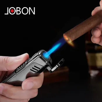 

Jobon Metal Triple Torch Gas Window Lighter 1&3 Jet Gas Cigar Three Turbo Windproof Powerful Spray Gun Kitchen Pipe Lighter