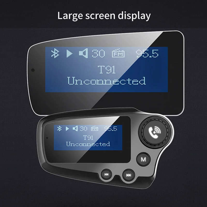 Jajabor Автомобильный комплект Bluetooth 5.0 Handsfree FM трансмиттер AUX Аудио приемник Автомобильный MP3-плеер QC3.0 Быстрая зарядка 1,8-дюймовый ЖК-дисплей